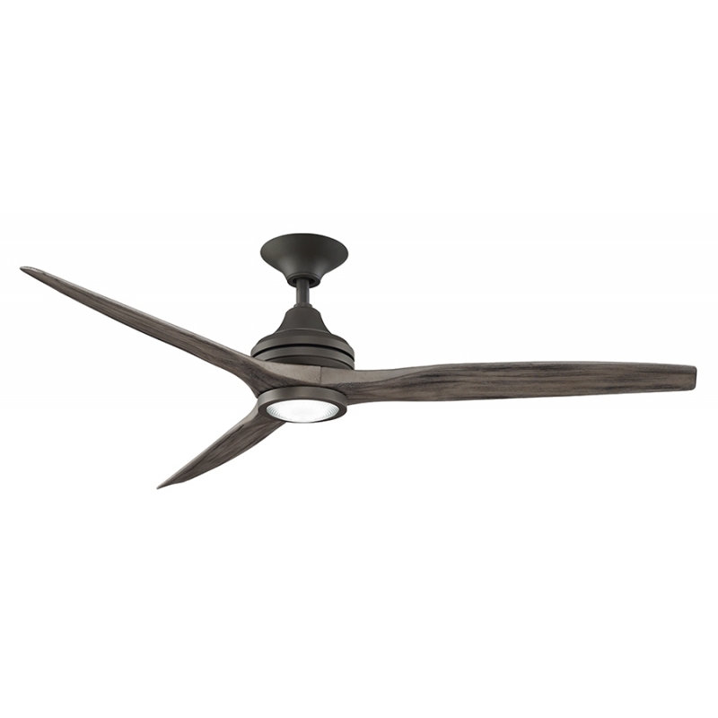 Spitfire Matt Gray Ceiling Fan With Led Light Dark Wood Blades