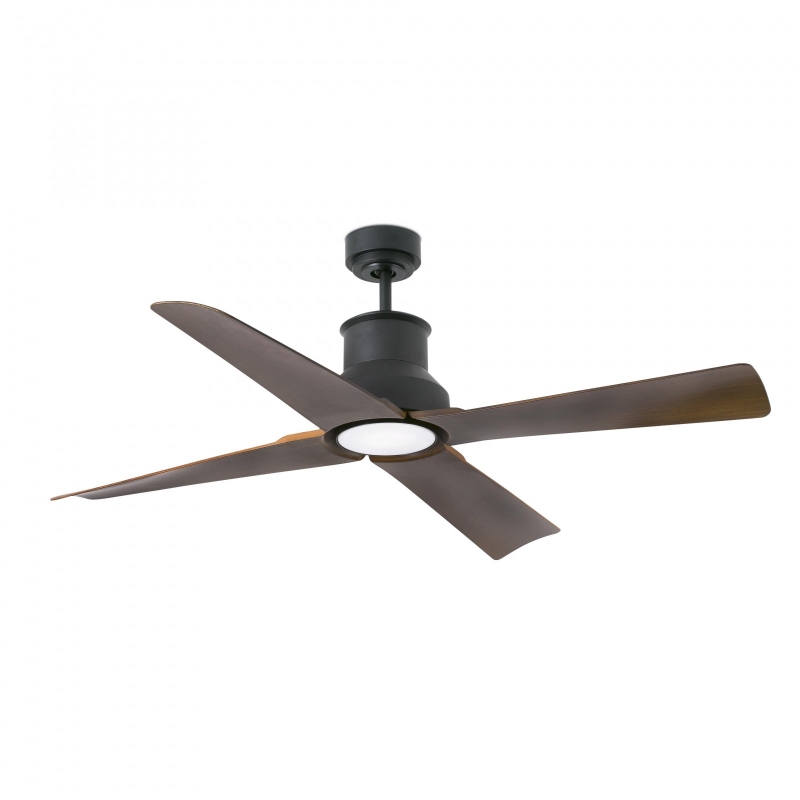 Outdoor Dc Motor Ceiling Fan Winche Black With Led Light By Faro